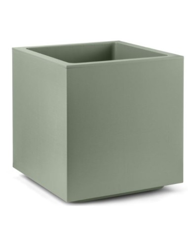 VASI-FIORIERE: vendita online VASO IN POLIPROPILENE CUBO MATHERIA 40X40CM TERRA LAGUNA CON RUOTE INTEGRATE in offerta