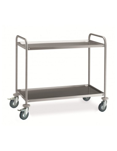 CARRELLI: vendita online CARRELLO DI SERVIZIO INOX 2 PIANI 100X60 CR216 2 RUOTE in offerta