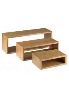 ALZATE-PORTATORTE-ESPOSITORI: vendita online BAMBOO SET 3 ALZATE RETTANGOLARI CM.60/45/30X20 NATURALE LEONE in offerta