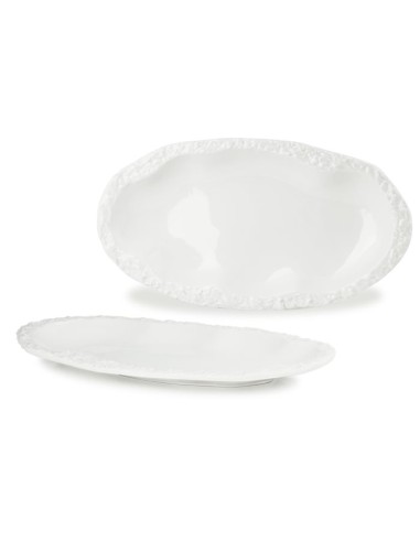 PIATTI: vendita online PIATTO OVALE CM.30X16 EFFETTO PIETRA PORCELLANA BIANCO ELEGANTE E MODERNO in offerta