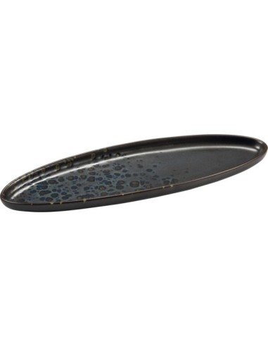 VASSOI-TAGLIERI: vendita online VASSOIO OVALE CM.31X12 PHOBOS NERO PUNTINATO BLU STONEWARE IN PORCELLANA LE COQ in offerta