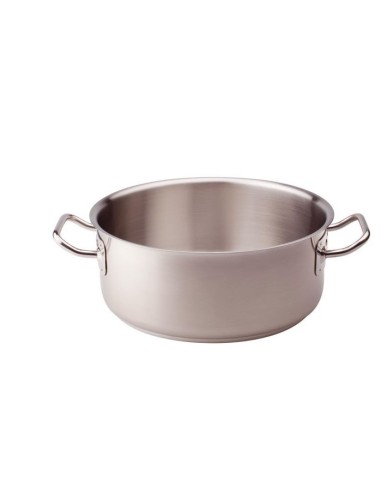 CASSERUOLA BASSA CM.24 ACCIAIO INOX H.10 LT.12 INDUZIONE 2 MANIGLIE