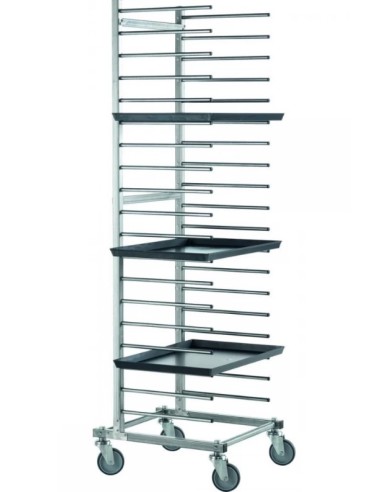 CARRELLO INOX PORTATEGLIE 20 POSTI 60X40 DISTANZA PIANI CM.8 CARICO MA