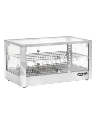 VETRINE: vendita online VETRINETTA CALDA PER PANINI CORNETTI BRIOCHE INOX E VETRO, 1000W, LUCE LED AMITEK in offerta