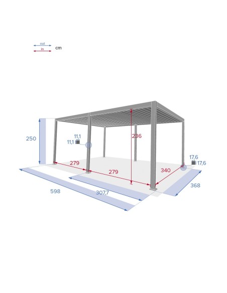 OMBRELLONI: vendita online GAZEBO PERGOLA EVORA 3,6X6 GRAFITE 171412 in offerta