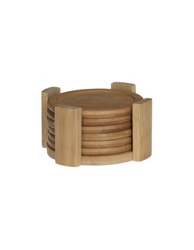 SET 6 SOTTOBICCHIERI 160726 CON STAND BAMBOO