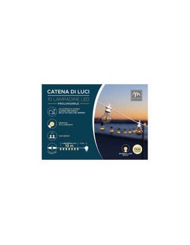 LAMPADE-LAMPADARI-SERIE LUMINOSE: vendita online CATENA 10 LAMPADINE LED 10 MT BIANCO NATURALE 38033 in offerta