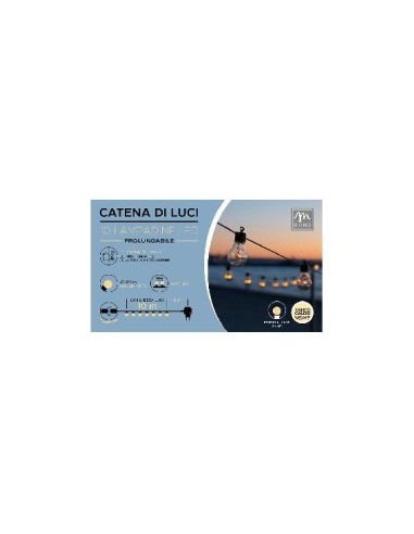 CATENA 10 LAMPADINE LED 10MT BIANCO NATURALE 02772