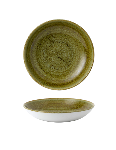 PIATTI: vendita online PIATTO FONDO CHURCHILL STONECAST PLUME OLIVE PORCELLANA VERDE CM.24,8 in offerta