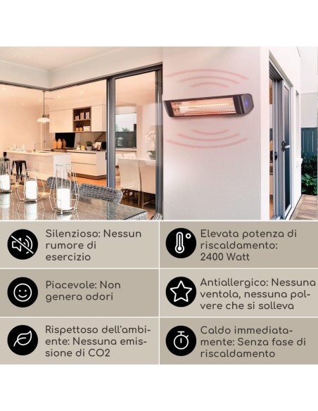 RISCALDATORI: vendita online LAMPADA RADIANTE AD INFRAROSSI HORECATECH CON TELECOMANDO 2400 WATT in offerta