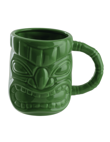 BOCCALI-MUG-CALICI-TIKI: vendita online TAZZA TIKI VERDE CON MANICO PADERNO 450 ML IN CERAMICA in offerta