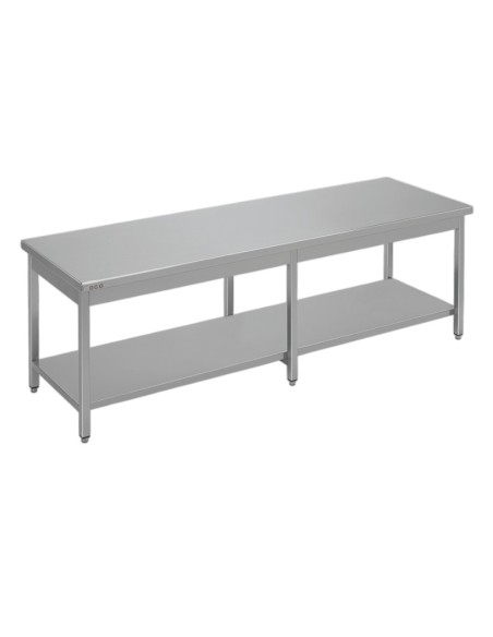 ARREDO E ACCESSORI INOX: vendita online TAVOLO INOX LINE SERIE 700 ACA SU TUBOLARI CON PIANO DI FONDO MM.1400X700X850H in off...