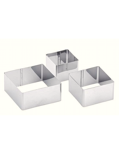 SET 3 COPPAPASTA QUADRATO CM.6/8/10,5X4,5H ACCIAIO INOX