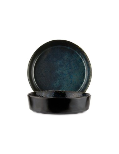 PIATTI: vendita online PIATTO FONDO CM.18 PHOBOS NERO PUNTINATO BLU STONEWARE LE COQ in offerta