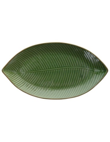 PIATTI: vendita online PIATTO FOGLIA STONEWARE CM.34X18X3H RELIEF VERDE TOGNANA in offerta