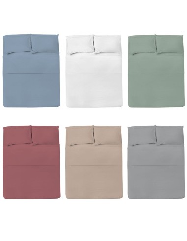 ACCESSORI: vendita online COMPLETO LETTO MATRIMONIALE 3PZ (COLORI ASSORTITI) TINTA UNITA COTONE in offerta